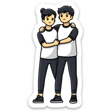 Proud parents with their arms around each other sticker