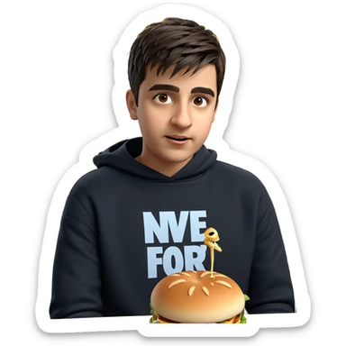 boy enjoying meal indoors sticker