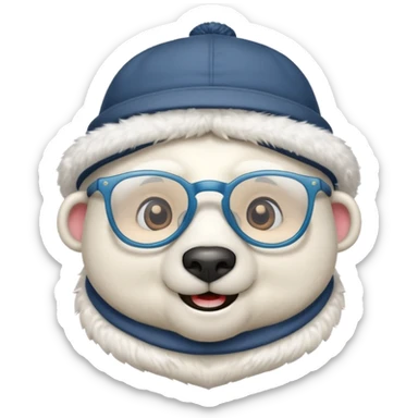  polar bear wearing glasses and a hat sticker