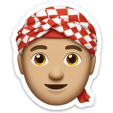 Make a man wearing a checkered red and white turban sticker