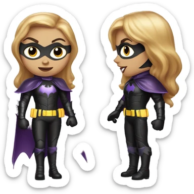 Light skinned Batgirl vampire in shiny leather monster armor  sticker