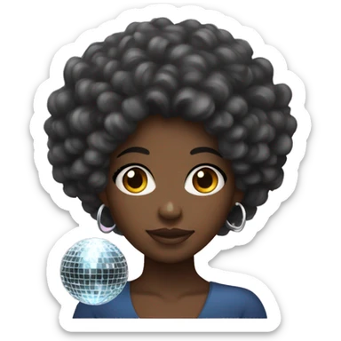 Black girl with curly hair and a disco ball sticker