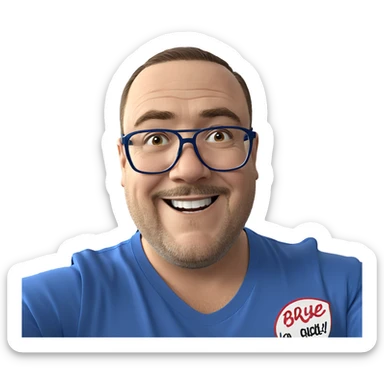 smiling guy in blue shirt sticker