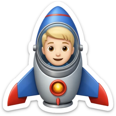 happy boy in rocket ship sticker