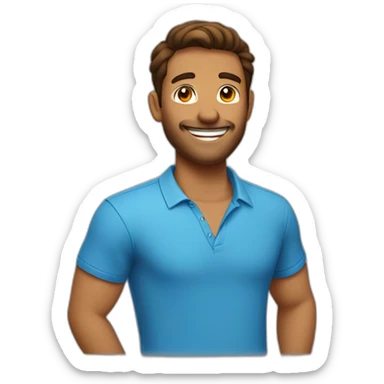 smiling guy in blue shirt color canela sin barba sticker