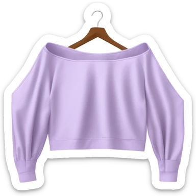 Lilac off shoulder Long sleeve oversize crop top, isolated sticker