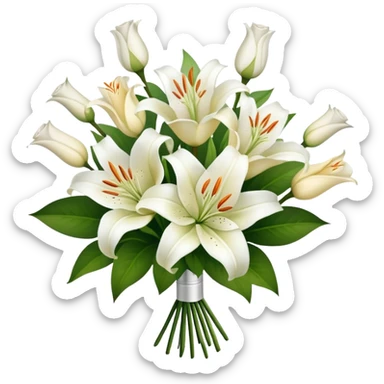 bouquet of lillie flowers and white roses sticker