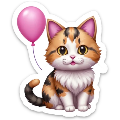 Cat with pink balloon sticker