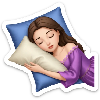 sleeping beauty brunette white girl with a silk pillow sticker