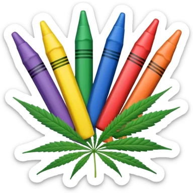 a pack of crayola with cannabis leaf sticker
