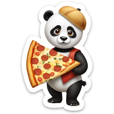 Panda con una pizza in mano sticker
