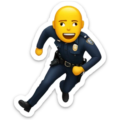 Guy running from police officer sticker