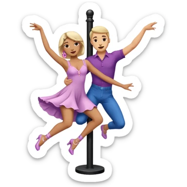 trans person with a female body but a male face dancing on a pole sticker