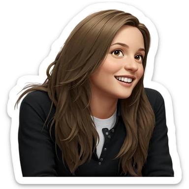 smiling girl with long hair sticker