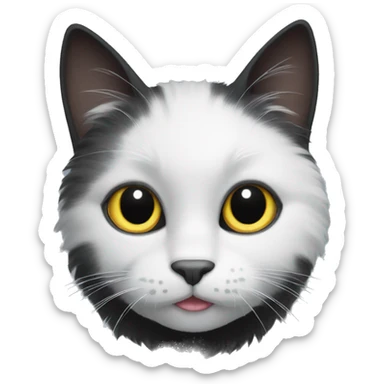 fluffy black cat with white spot on nose sticker