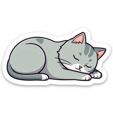 Grey cat sleeping- 🎀 sticker
