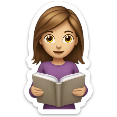 brown-medium-hair-girl-reading-a-book sticker