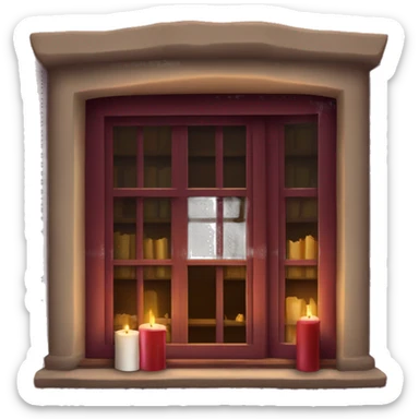 Books and candles entering for a window burgundy sticker