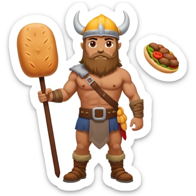 road builder full body as a viking with big kebab sticker