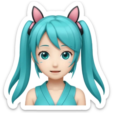 Hatsune Miku as a emoticon and is cute like an anime girl sticker