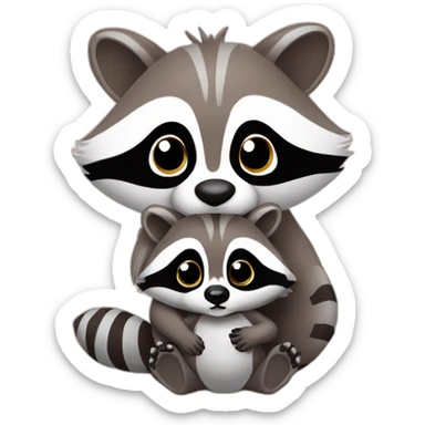 Baby Racoon with Mother sticker