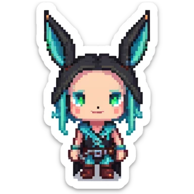 Character with long pointy ears sticker