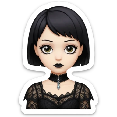 pretty short hair gothic baddie with eyeliner lace clothes sticker