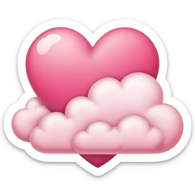 pink heart + cloud sticker