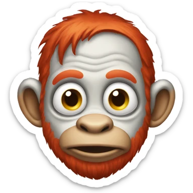 monkey clown with face paint and red hair sticker