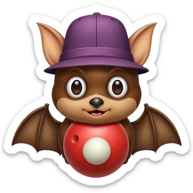 Bat wearing a bowling hat sticker