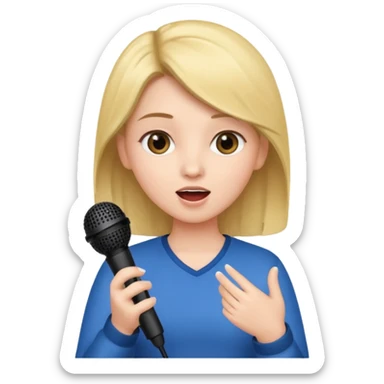 GIRL SINGING A SONG, HOLDING THE MIKE IN HAND sticker