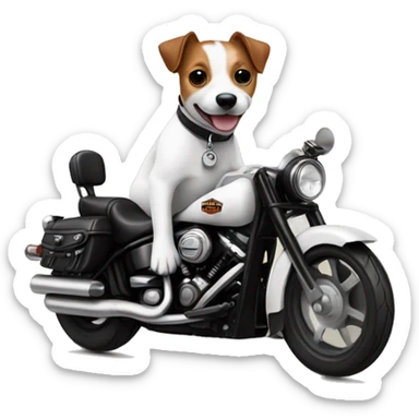 jack russell riding harley davidson sticker