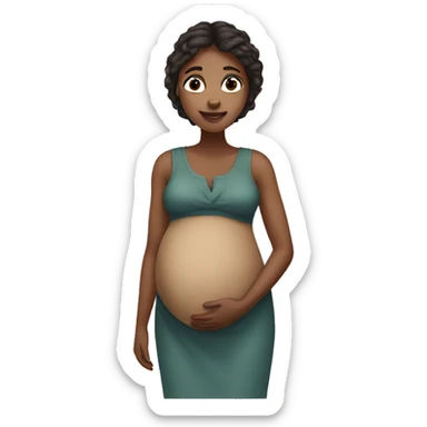 pregnant person with raccoon face sticker