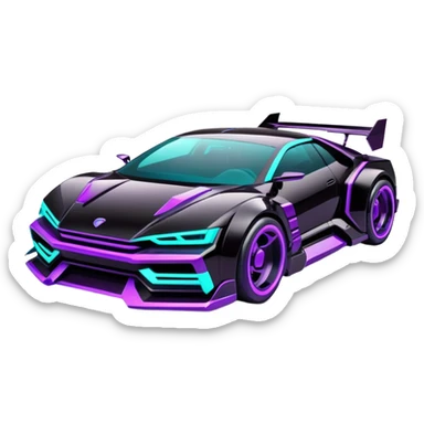 futuristic black purple and cyan cyberpunk car sticker