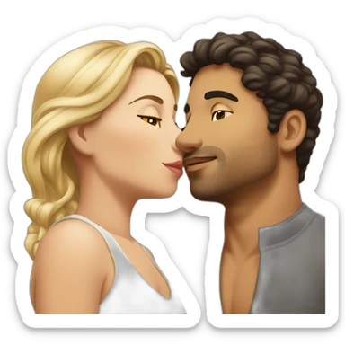 latino man white woman kissinb sticker