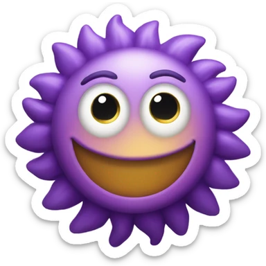 Purple sun with funny face sticker