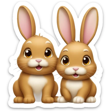 Two light caramel brown rabbits one big and one small cute  sticker
