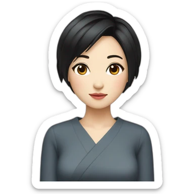 Japanese female with short black hair natural make up sticker