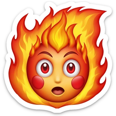 heart eyes emoji but with fire in its eyes sticker