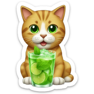 cat with mojito sticker