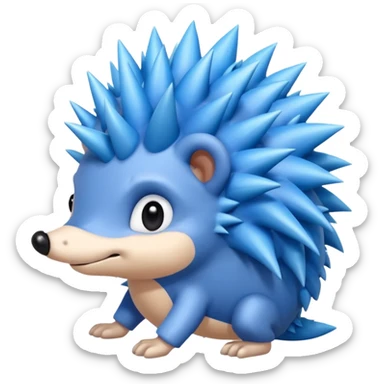 A blue hedgehog with 6 spines  sticker
