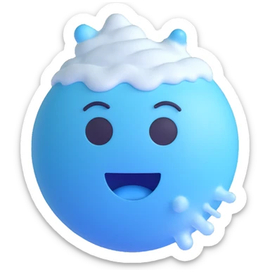 frosty breath emoji with blue hues showing cold air temperature sticker