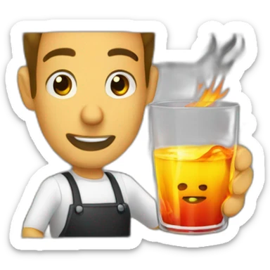 Barman qui a un verre en feu sticker