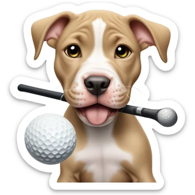 Cute all tan pitbull puppy golfing sticker
