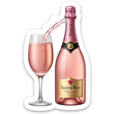 bottle of sparkling rose champagne tilted sideways sticker