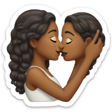 two brown girls kissing sticker