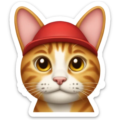 Red hat with kitty ears  sticker