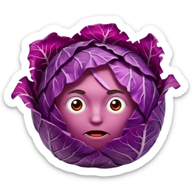 Red cabbage shreds without bowl with big cabbage head in the background sticker