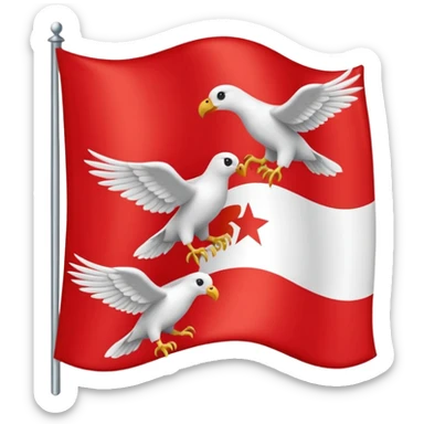 drapeau de Lorraine montrant les trois oiseaux blancs dans la bande rouge diagonale sticker