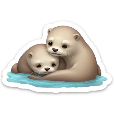 Pastel otters hugging sticker